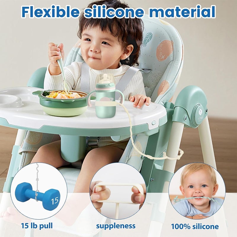 RTMOK (4Pcs) Sippy Cup Strap Keep Bottles and Sippy Cups Off The Floor, Sippy Cup Holder Strap Suitable for High Chairs, Strollers and Water Bottles- Dishwasher Safe - Image 2